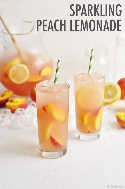 Kid Friendly Drinks, Sparkling Lemonade, Peach Baby Shower, Peach Lemonade, Refreshing Summer Drinks, Lemonade Recipes, Summer Drink, Punch Recipes, Drink Recipe