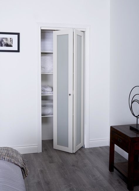 Bifold Bathroom Door, Bifold Closet Door, Folding Closet Doors, Glass Bifold Doors, Glass Closet, Bifold Door, Frosted Glass Design, Bifold Closet Doors, Closet Door