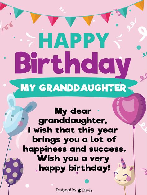 This ecard is reserved for special granddaughters only. Fortunately, you granddaughter is one of them. The colorful and fun birthday ecard has a great message to share with a special granddaughter on her birthday. It's easy to send, and we guarantee it will make her smile. Happy Birthday Grand Daughter Wishes, Birthday Granddaughter Wishes, Grandaughter Birthday Quotes, Happy Birthday Grand Daughter, Special Birthday Quotes, Birthday Card Verses, Happy B Day Cards, Blessed Birthday Wishes, Birthday Greetings For Brother