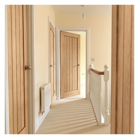 Oak Effect Internal Doors, Oak Veneer Internal Doors, Timber Doors Interior, Wooden Doors Hallway, Wooden Hallway Doors, Oak Bedroom Doors, House Internal Doors, Internal Door Ideas, Indoor Doors Modern Wood