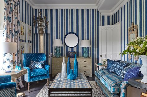 Philippines Wallpaper, Indigo Wallpaper, Blue Chairs, William Yeoward, Pedestal Side Table, Mind The Gap, Bed Slats, Modern Sectional, Grey Oak