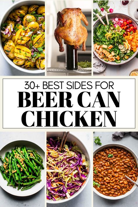 Wondering what the best sides for Beer Can Chicken are? Look no further! I've got you covered with this handy guide. Sides For Beer Can Chicken, Beer Can Chicken Sides Dishes, Beer Can Chicken On The Grill, Beer Can Chicken In The Oven, Beer Can Chicken Seasoning, Chardonnay Food Pairing, Best Sides, Can Chicken Recipes, Beer Chicken