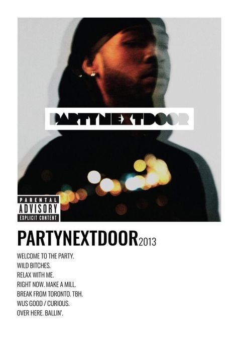 Pnd Album Cover, Partynextdoor Songs, Partynextdoor Instagram, Partynextdoor Album, Party Next Door, Teens Bedroom, Rap Album Covers, Door Poster, Music Poster Ideas