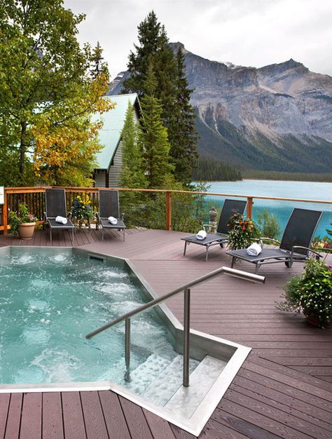 Emerald Lake Lodge, Yoho National Park BC Emerald Lake Lodge, Rings Emerald, Yoho National Park, Ruby Rings, Emerald Rings, Lake Lodge, Emerald Lake, Hot Tub Outdoor, Ring Emerald