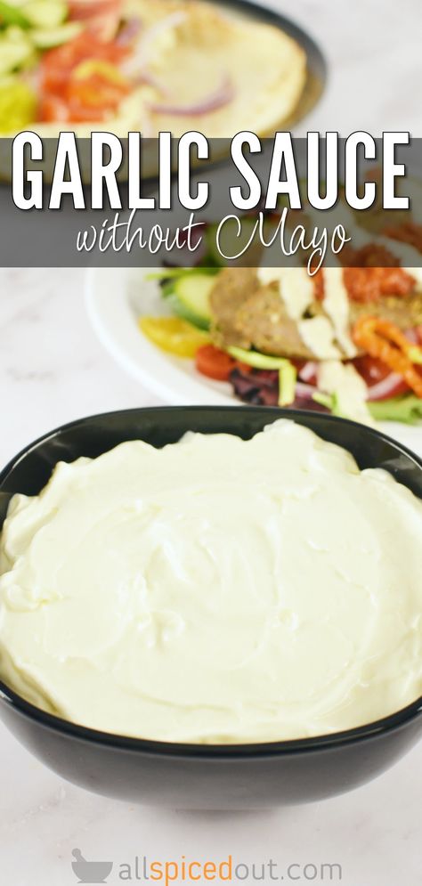 Kebab Shop Garlic Sauce Without Mayo (Vitlökssås) Kebab Salad, Kebab Platter, Kebab Sauce, Pita Wraps, Kebab Shop, Marinated Chicken Wings, Easy Sauce Recipe, Garlic Sauce Recipe, Chicken Pita