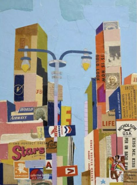 Collage Art Buildings, Street Collage Architecture, Building Collage Art, Urban Textiles, Building Collage, Andy Burgess, Collage House, Skyscraper Collage, Collage Cityscape