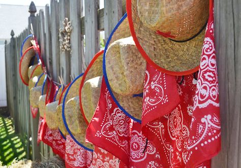 hats and bandanas Rodeo Birthday Parties, Cowboy Theme Party, Western Birthday Party, Horse Birthday Parties, Cowboy Birthday Party, Western Birthday, Rodeo Birthday, Cowgirl Birthday Party, Fiesta Tropical