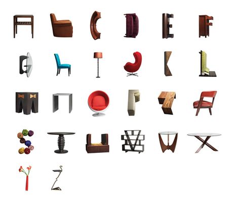 High Fashion Home Furniture Alphabet by Adam (Snack Machine) Mendez, via Behance Best Design Books, Design Alphabet, Buch Design, Typography Alphabet, Alphabet A, Furniture Logo, Graffiti Alphabet, Furniture Sofa, Creative Furniture