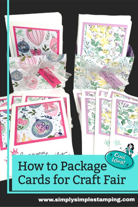 Diy Greeting Card Sets, Paper Crafts To Sell Ideas, Handmade Cards To Sell Craft Fairs, Craft Show Card Display Ideas, Ideas For Handmade Cards, Handmade Card Display Ideas, Su Craft Fair Ideas To Sell, Diy Box For Cards, Cards To Make And Sell