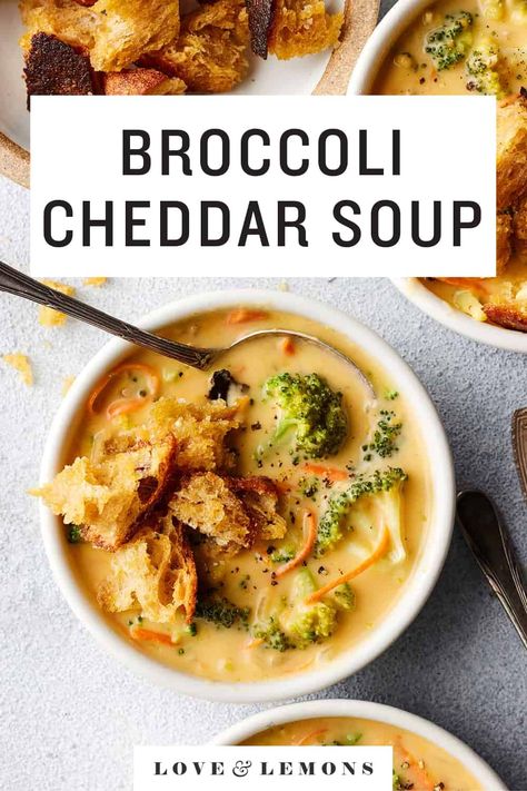 Broccoli Cheddar Soup Recipe - Love and Lemons Healthy Broccoli Cheddar Soup, Easy Broccoli Cheddar Soup, Paleo Soups, Broccoli Cheddar Soup Recipe, Cheddar Soup Recipe, Daniel Plan, Healthy Broccoli, Broccoli Cheese Soup Recipes, Soup Healthy