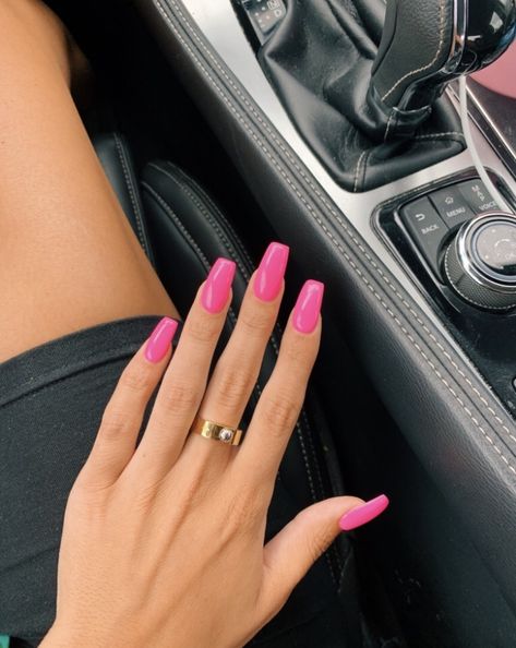 Pink Color Nails, Unghie Sfumate, Vsco Summer, Unghie Nail Art, Hot Pink Nails, Simple Acrylic Nails, Acrylic Nails Coffin Short, Nail Jewelry, Pink Nail