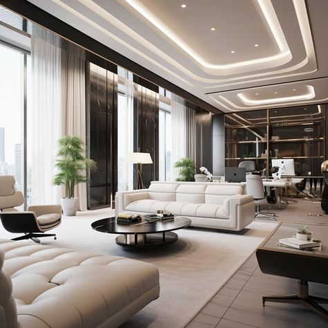 Modern Ceo Office, Ceo Office Interior Design, Ceo Office Interior, Ceo Office Design Luxury Modern, Ceo Office Design Luxury, Boss Office Interior Design, Office Interior Design Luxury, Modern Office Design Inspiration, Ceo Office Design