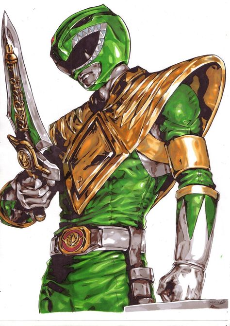 Green Ranger! Power Rangers Tattoo, Power Rangers 1995, Zeo Rangers, Green Power Ranger, Power Rangers Megazord, Tommy Oliver, Power Rangers Fan Art, Power Rangers Samurai, Bd Art