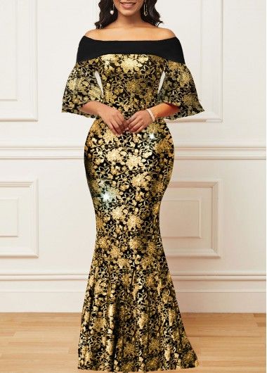 African Mermaid Dress, Black And Gold Dress Outfit, Ministry Apparel, Nigeria Fashion, Elegant Dresses Plus Size, Polynesian Dress, Nigerian Style, Dinner Gowns, Nigerian Dress