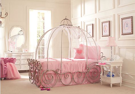 disney princess themed bedroom Princess Bedroom Set, Princess Carriage Bed, Disney Baby Rooms, Princess Furniture, Disney Princess Bedroom, Girls Princess Bedroom, Carriage Bed, Rooms To Go Kids, Disney Princess Room