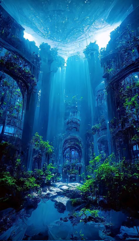 Live Moving Wallpaper, Underwater City, Mermaid Pictures, رعب نفسي, Gothic Fantasy Art, Fantasy Places, Fantasy Art Landscapes, Fantasy Aesthetic, High Fantasy