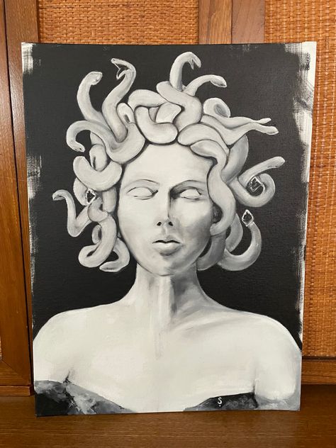 Medusa Acrylic Painting, Medusa Painting, Imperfect Art, Acryl Painting, Sketch Ideas, Greek Mythology, Painting Ideas, Art Inspo, Oil On Canvas