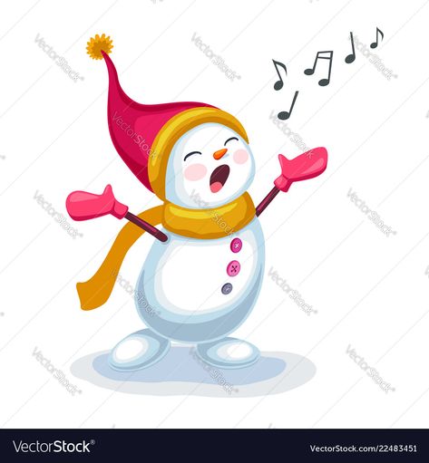 Singing Snowman, Christmas Penguin, Window Art, Cute Snowman, Christmas Paintings, Single Image, A Song, Adobe Illustrator, White Background