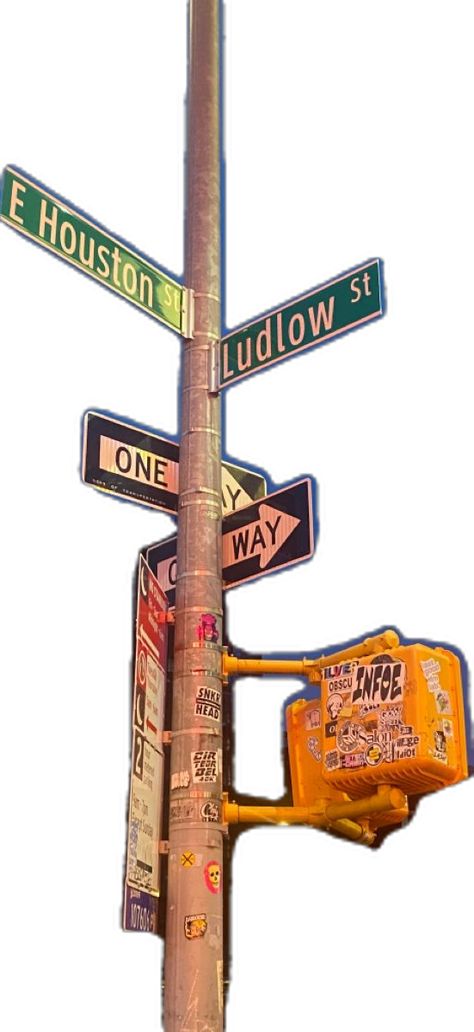 new york city ny sign post traffic light aesthetic street sign grunge stickers new york new york e houston ludlow street katz delicatessen Traffic Sign Aesthetic, Traffic Light Aesthetic, New York Street Sign, Grunge Stickers, Aesthetic Street, Light Aesthetic, City Sign, Directional Signs, Traffic Signs