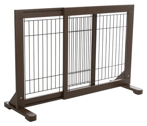 Buy Trixie Wooden Freestanding Dog Gate, 43-in, Espresso Brown at Chewy.com. FREE shipping and the BEST customer service! Indoor Dog Fence, Wooden Dog Gates, Freestanding Dog Gate, Wooden Pet Gate, Freestanding Pet Gate, Pet Gates, Dog Gate, Dog Fence, Pet Gate