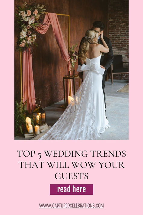 Discover the top 5 unique wedding trends to make your big day unforgettable! Get inspired with creative ideas that will wow your guests and create lasting memories. 
.
.
wedding trends | wedding trends for 2025 | wedding trends for 2024 | wedding trends for 2024 decor | wedding trends food | wedding trends for guests | wedding trends for fall 2024 | wedding trends for men | dress trends for wedding guests | hair trends for wedding New Wedding Trends, Guest Hair, Top Wedding Trends, Trending Dresses, Wedding Trends, Unique Weddings, Hair Trends, Big Day, Men Dress