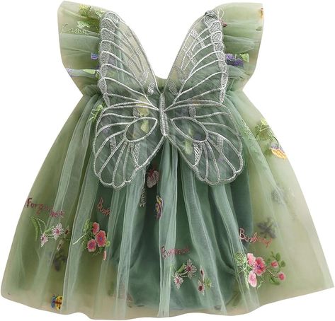 Amazon.com: GINEVSAL Baby Girl Halloween Costume Butterfly Wing Mesh Flower Sleeveless Tulle Fairy Romper Dress Birthday Tutu Dress (Green, 3-6 Months) : Clothing, Shoes & Jewelry Baby Girl Halloween Costume, Birthday Tutu Dress, Girl Halloween Costume, Newborn Girl Outfits, Girl Halloween