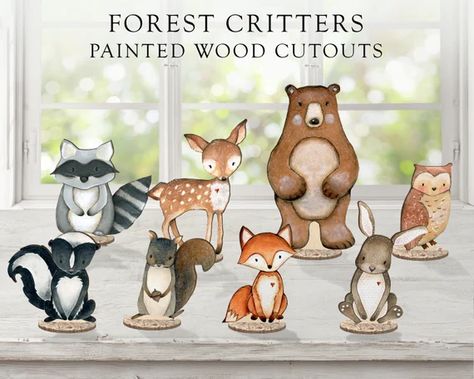 Decorate your home with these adorable forest critter cutout shapes. These critters make a perfect addition to your nursery or kids bedroom and make great gifts for kids or baby showers! Available in 4 unique sizes. Each critter is sized relatively to the other critters so each will match. Each Forest Critters, Travelers Rest Sc, Woodland Creatures Baby Shower, Woodland Baby Shower Decorations, Animal Cutouts, Travelers Rest, Woodland Birthday, Wooden Cutouts, Baby Themes