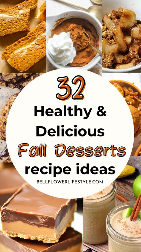 Healthy Dessert recipes for fall Fall Healthy Dessert Recipes, Desserts On A Diet, Healthy Fall Treats Clean Eating, Healthier Dessert Ideas, Healthy But Delicious Desserts, Yummy Healthy Desserts, Simple Desserts Healthy, Healthier Baking Recipes, Healthier Fall Desserts