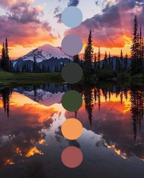 Alpenglow Color Palette, Fireweed Color Palette, Summer Mountain Color Palette, Sunny Colour Palette, Sunset Color Palette Bedrooms, Sunrise Colors Palette, Desert Sunrise Color Palette, Grounding Color Palette, Sunset Branding Design