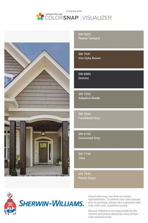 Brown House Exterior, Outside House Colors, Tan House, House Colors Exterior, Exterior House Paint, Starter House, Exterior Color Palette, Ranch House Exterior, Exterior House Colors Combinations