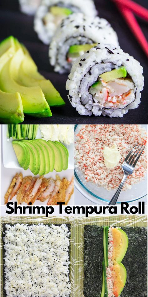 Sushi Shrimp Recipes, Hawaiian Sushi Roll, Tempura Roll Sushi, Easy Shrimp Sushi, Sushi Recipes With Shrimp, How To Make Tempura Sushi, Fried Sushi Recipes, Shrimp Sushi Recipes, Deep Fried Sushi Rolls Recipes