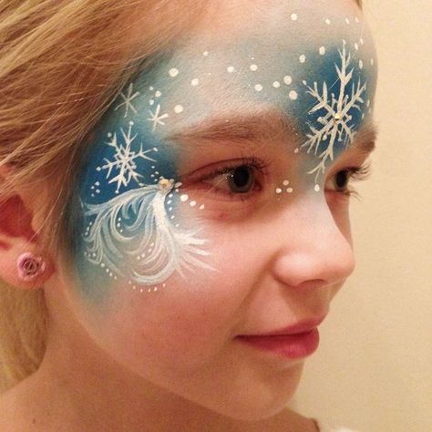 Frozen Face Paint, Carnaval Make-up, Christmas Face Painting, Frozen Face, Girl Face Painting, Face Painting Easy, Winter Face, Kids Face Paint, Face Painting Designs