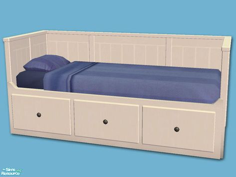 shakeshaft's Hemnes Add-ons - Daybed - Mesh Sims 4 Daybed, Sims 4 Daybed Cc, Sims 4 Sofa Bed, Ikea Hemnes Bed, Hemnes Bed, Mods Ts4, Sims 4 Beds, Kids Single Beds, Die Sims 4