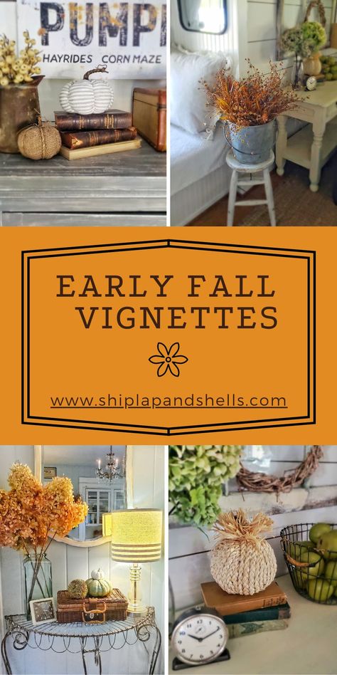 Front Entryway Fall Decor, Bittersweet Fall Decor, Fall Decorations For 2023, Early Fall Porch Decor, Fall Vignettes Display, Decor For Fall Ideas, Fall Vintage Decor Ideas, Farmhouse Fall Decorating Ideas, Pre Fall Decor