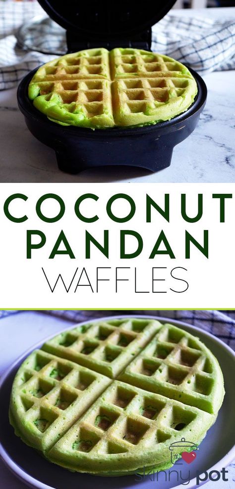 Coconut Pandan Waffles, Pandan Mochi Waffle Recipe, Pandan Waffles Vietnamese, Pandan Waffle Recipe Vietnamese Dessert, Pandan Dessert Recipe, Vietnamese Pandan Waffle Recipe, Pandan Recipe Sweets, Flavored Waffle Recipe, Pandan Brownies