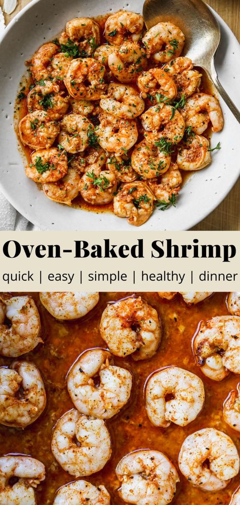 Oven-Baked Shrimp (Quick, Simple & Healthy!) | Walder Wellness, RD Oven Baked Shrimp, Shrimp In The Oven, Olive Oil Garlic, Baked Shrimp, Quick Healthy, Shrimp Recipes, Oven Baked, The Oven, Simple Way