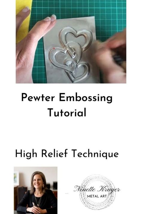 Metal Embossing technique tutorial Pewter Embossing, Metal Stamping Diy, Art Techniques Tutorial, Metal Embossing Art, Pewter Art, Tin Can Art, Recycle Cans, Embossing Techniques, Metal Embossing