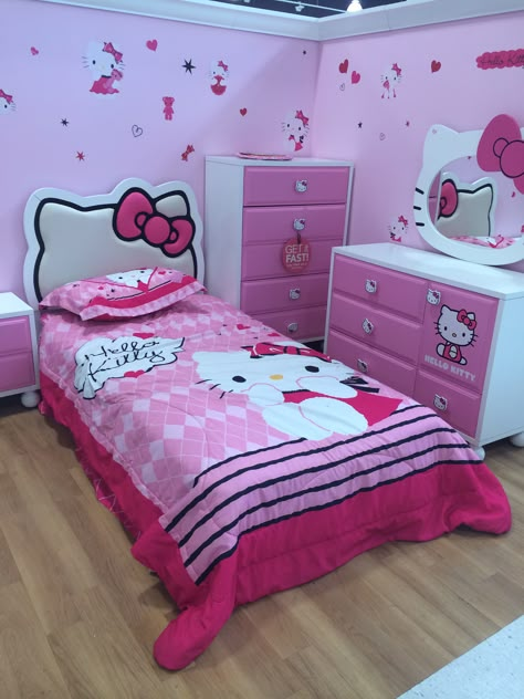 Hello Kitty Bedframe, Cama Da Hello Kitty, Bed Hello Kitty, Hello Kitty Cosas, Hello Kitty Room Aesthetic, Hello Kitty Bedroom Decor, Hello Kitty Furniture, Hello Kitty Room, Kitty Room