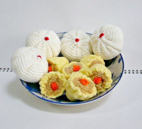 Chinese Dim Sum Set Chinese Dim Sum, Crochet Store, Foundation Single Crochet, Pork Buns, Amigurumi Animals, Food Patterns, Crochet Food, Kawaii Crochet, Bead Charms Diy