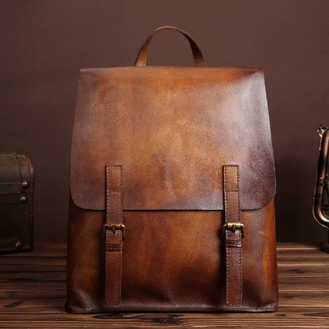 Brown Leather Backpack Purse, Leather Travel Backpack, Vintage Leather Backpack, Brown Leather Backpack, Leather Backpack Purse, Colorful Backpacks, School Backpack, Cool Backpacks, Leather Travel