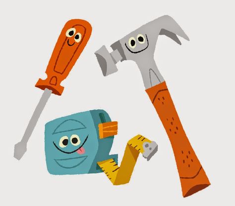 Inanimate Object Character Design, Character Design Objects, Objects Character Design, Object Character Design, Matt Kaufenberg, Tool Illustration, Animated Objects, Object Illustration, Props Art