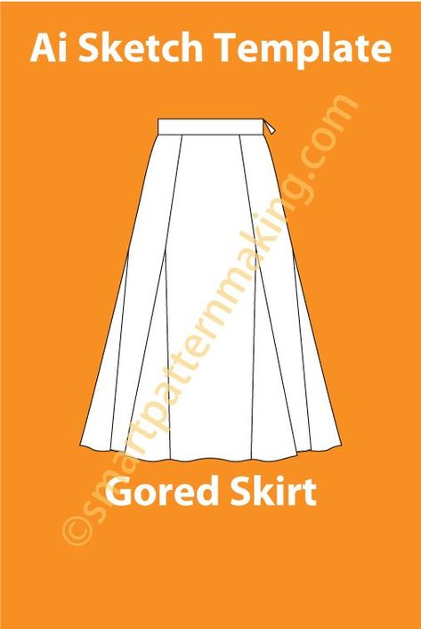 6 Gored Skirt Fashion Sketch Template #fashion #illustration #design #inspiration #sketch Skirt Fashion Sketch, Gored Skirt Pattern, Fashion Design Process, Fashion Designer Aesthetics, Fashion Sketch Template, Walking Skirt, Square Skirt, Sketch Template, Gored Skirt