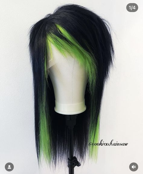 Black Emo Hair, Emo Hair Color, Black Scene Hair, Scene Hair Colors, Black And Green Hair, Scene Wig, Red Bangs, Best Hair Dye, Wig Shop