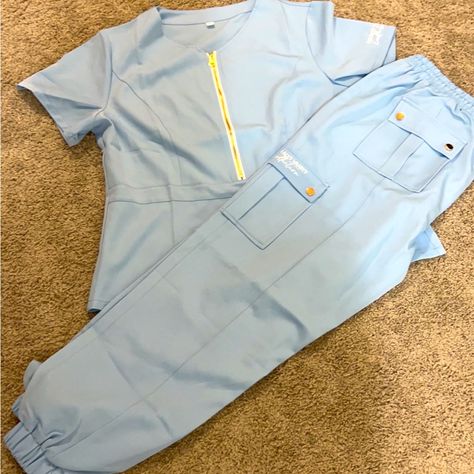 Brand New Baby Blue Size Small Scrub Set Never Worn, Smoke Free Home. Scrubs Aesthetic, Fresh Scents, Scrubs Outfit, Blue Scrubs, Scrub Sets, Clean Cotton, New Baby, Baby Blue, Scrubs