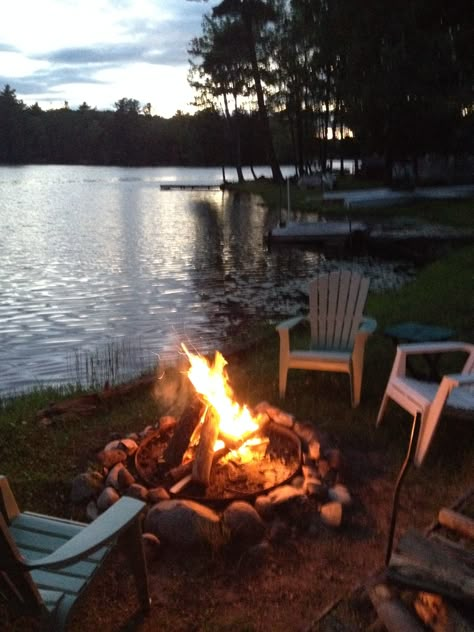 Our cottage on Island Lake Michigan Lakeside Living, Lake Living, Lake Cottage, Lake Cabins, Cabin Life, Cabins In The Woods, Lake Life, Lake Michigan, A Fire