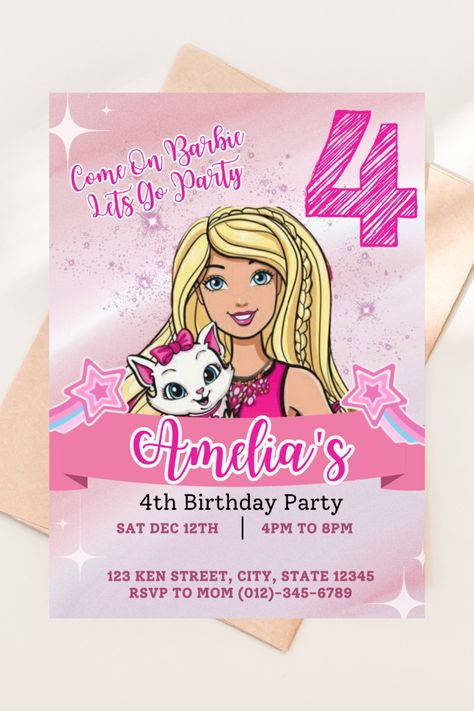 Barbie Doll Birthday Party Invitation I Birthday Invite I Girl Birthday I Birthday Card I Editable Birthday Card Template I Printable I Size 5''x 7'' Barbie Birthday Card, Barbie Doll Party, Barbie Invitation, Doll Birthday Party, Barbie Birthday Invitations, I Girl, Doll Party, Birthday Card Template, Barbie Birthday