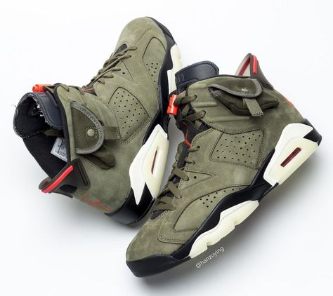 Travis Scott Olive, Jordan 6 Travis Scott, Olive Sneakers, Retro Jordans, Retro 6, Jordan Retro 6, Nike Air Jordan 6, Jordan 6 Retro, Shoes Sneakers Jordans