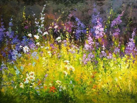 meadow grasses and flowers - The Gallery Design - Paintings & Prints, Landscapes & Nature, Fields, Wildflower & Flower Fields - ArtPal Meadow Oil Painting, Flower Meadow Painting Acrylic, Flowers In Grass Painting, Flower Field Landscape Horizontal, Wildflower Meadow Painting, Grass Field Painting, Flower Meadow Painting, Field Of Flowers Painting, Wild Flower Painting