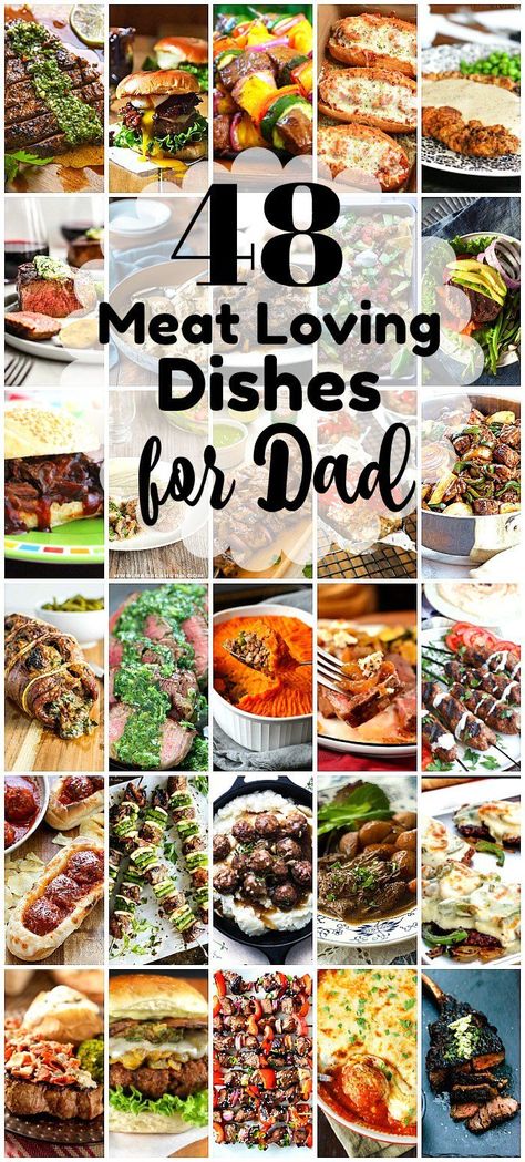 48 Best Recipes For Meat-Loving Dads #fathersday #beef #steak #filetmignon #grilled #grilledsteak #kabobs #groundbeef #burgers #summer #father #parademagazine Fathers Day Dinner Ideas, Meat Lovers Recipes, Melissas Southern Style Kitchen, Country Food, Meat Love, Mignon Steak, Manly Man, Family Style Meals, Meat Dinners