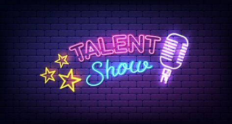 Talent Show Aesthetic, Got Talent Logo, Talent Show Background, Talent Contest, Neon Box, Dance Contest, Create A Comic, Crazy Girl Quotes, Custom Neon Lights